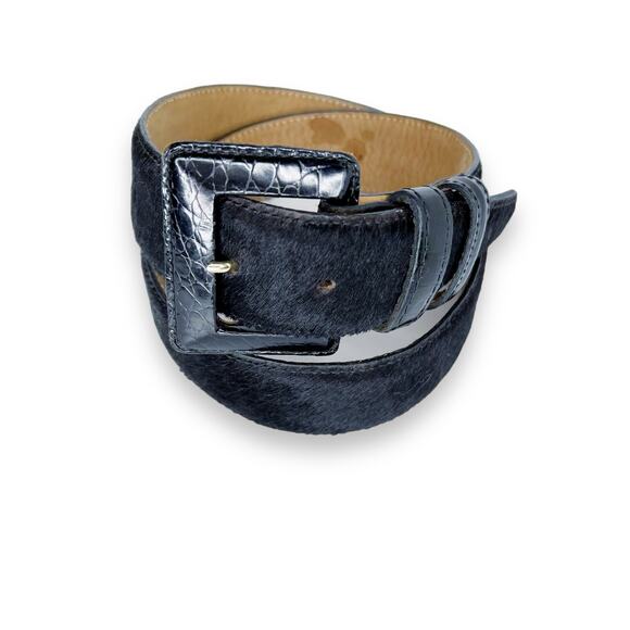 Anna Bella Genuine Black Leather Cowhide Belt Size Medium - Picture 3 of 11